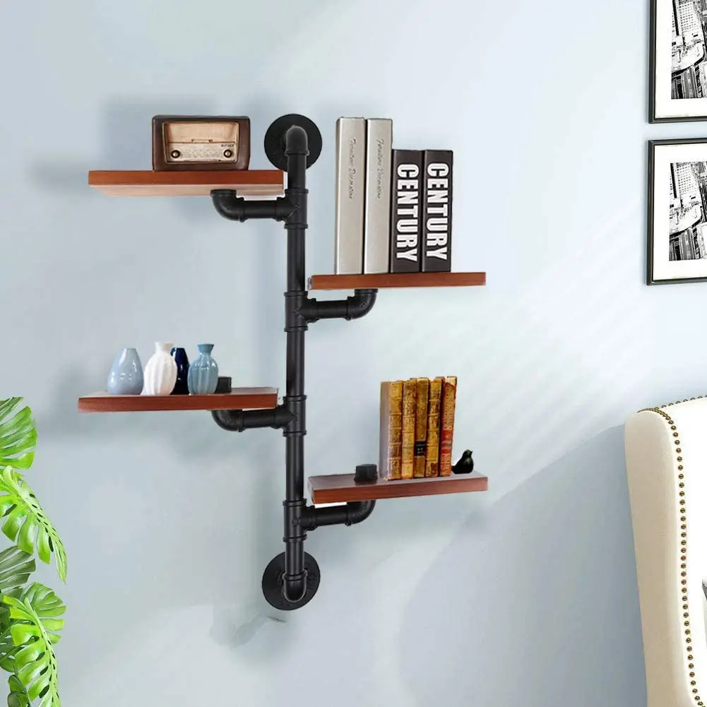 Combohome Industrial Rustic Retro Wood Ladder Pipe Wall Mounted 
