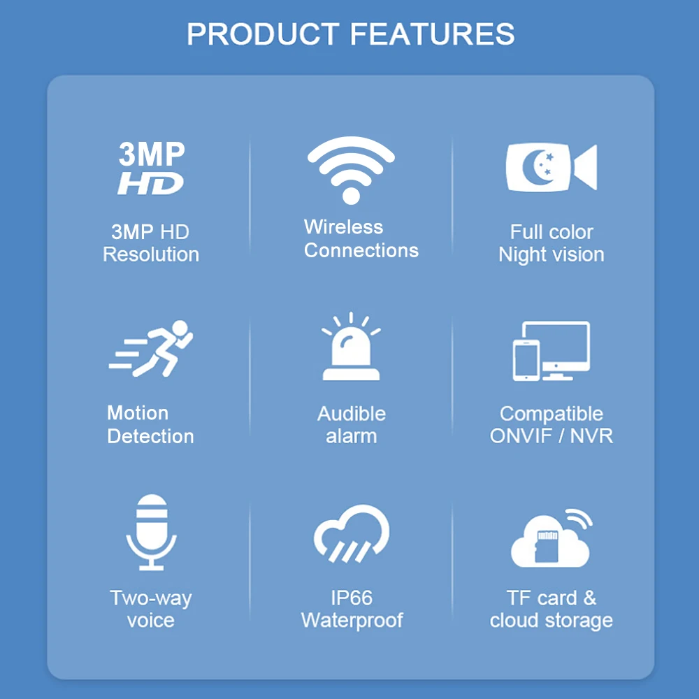 V380 1296P 3MP Wifi Ip Network Camera IP66 Waterproof Outdoor Home Security Cctv Camera V380 Pro