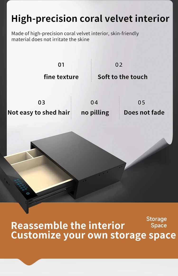 Safe Box for Money Wardrobe Wall Hidden Drawer Lock Fingerprint & Digital Lock CEQ Safe Steel Digital Smart Safe Cabinet details