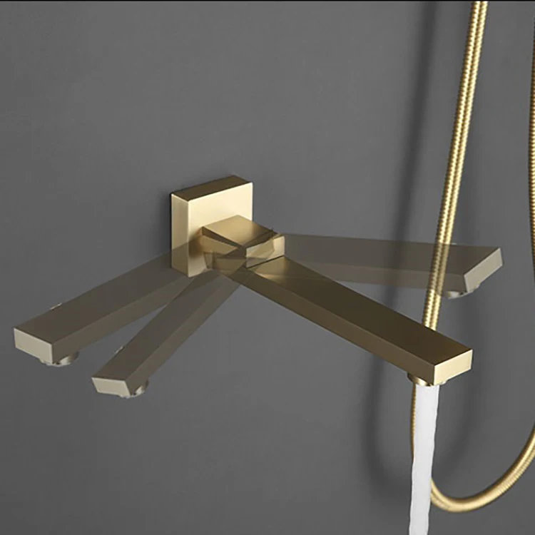 Juego de mezclador de ducha y bañera dorado oculto montado en la pared de fábrica