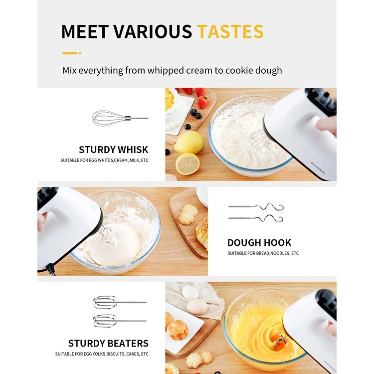 Manual Hand Mixer Top Selling Turbo Whisk Dough Beater With 6 Speeds