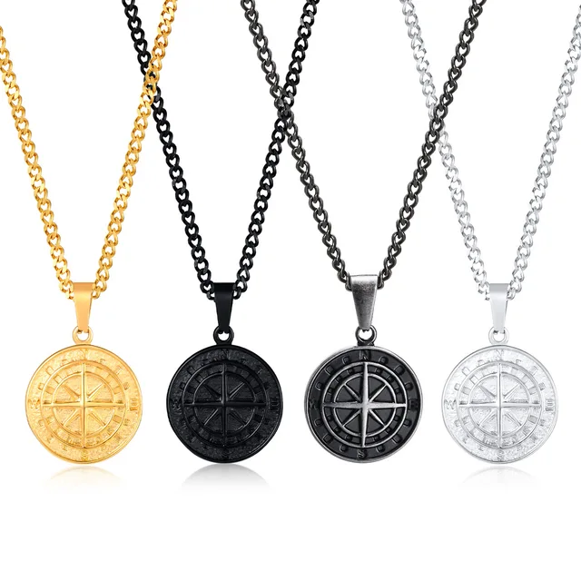 2024 Wholesale Stainless Steel Guidelines Permination Golden Coin Necklace Men Ronald Pan Men's Hip Hop necklace Jewelry