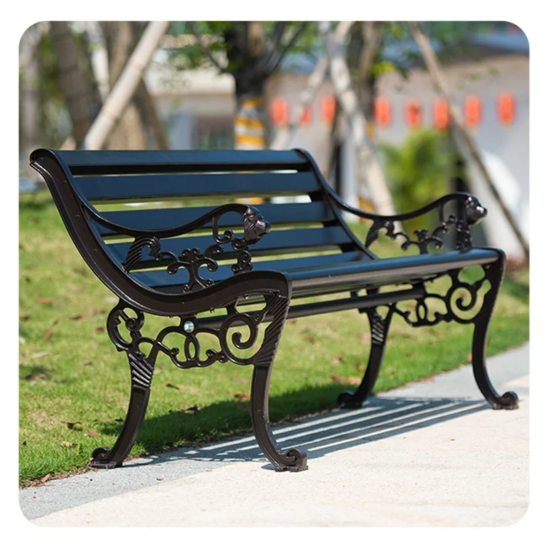 Aluminum alloy material park chair outdoor bench leisure seat with backrest for balcony garden park and patio