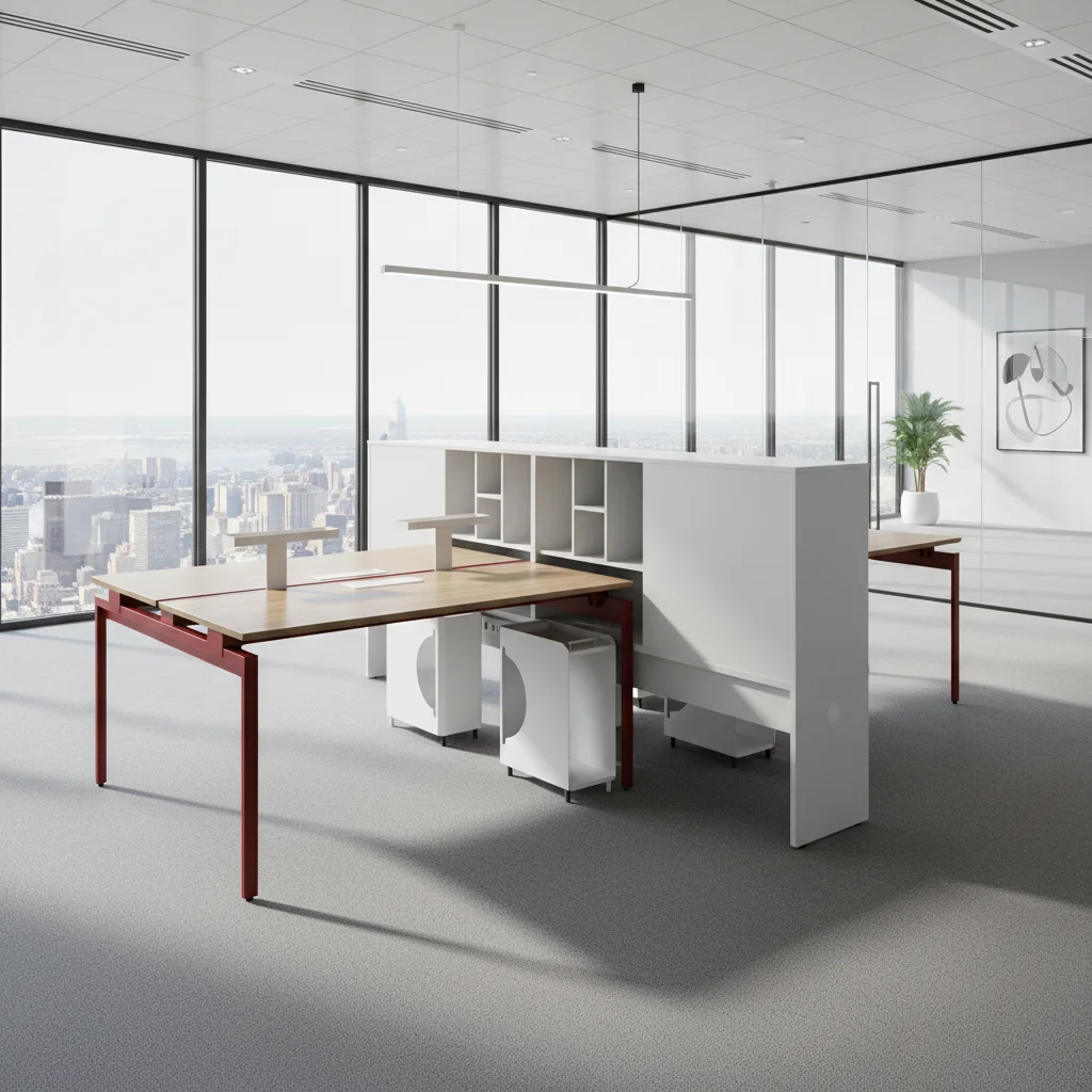 Simple Office Desk Steel Frame Design Basic Workspace Professional Setup Modern Business Desks Office Workstations 4