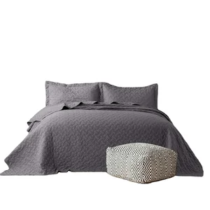 Quilt Hot Sale Wholesale Luxury Grey 90gsm Microfiber Embroidery Summer Bedspread