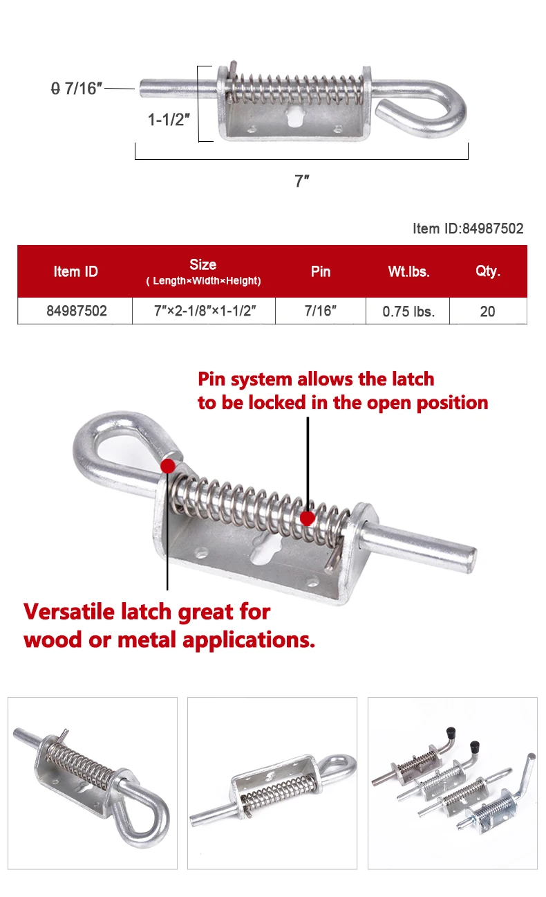 Oem Style Spring Loaded Trailer Zinc Plated Locked Bolt Gate Latch