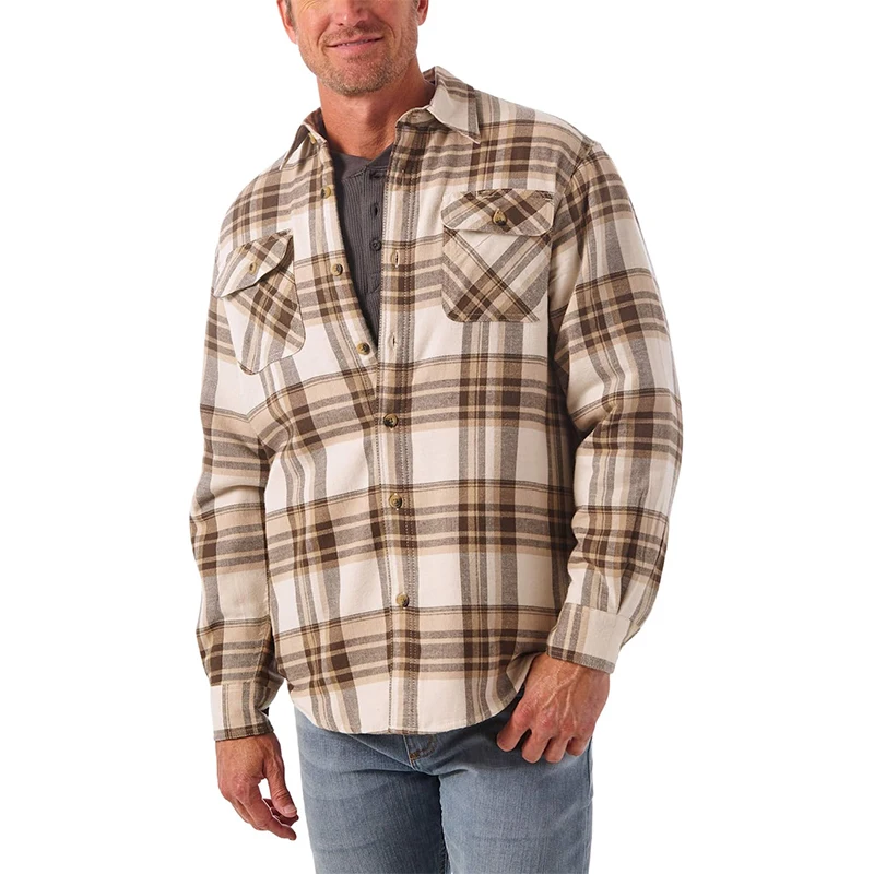 Custom Flannel Sherpa ed Mens plaid Shirt casual full sleeves plus size flannel shirts_voghion.com