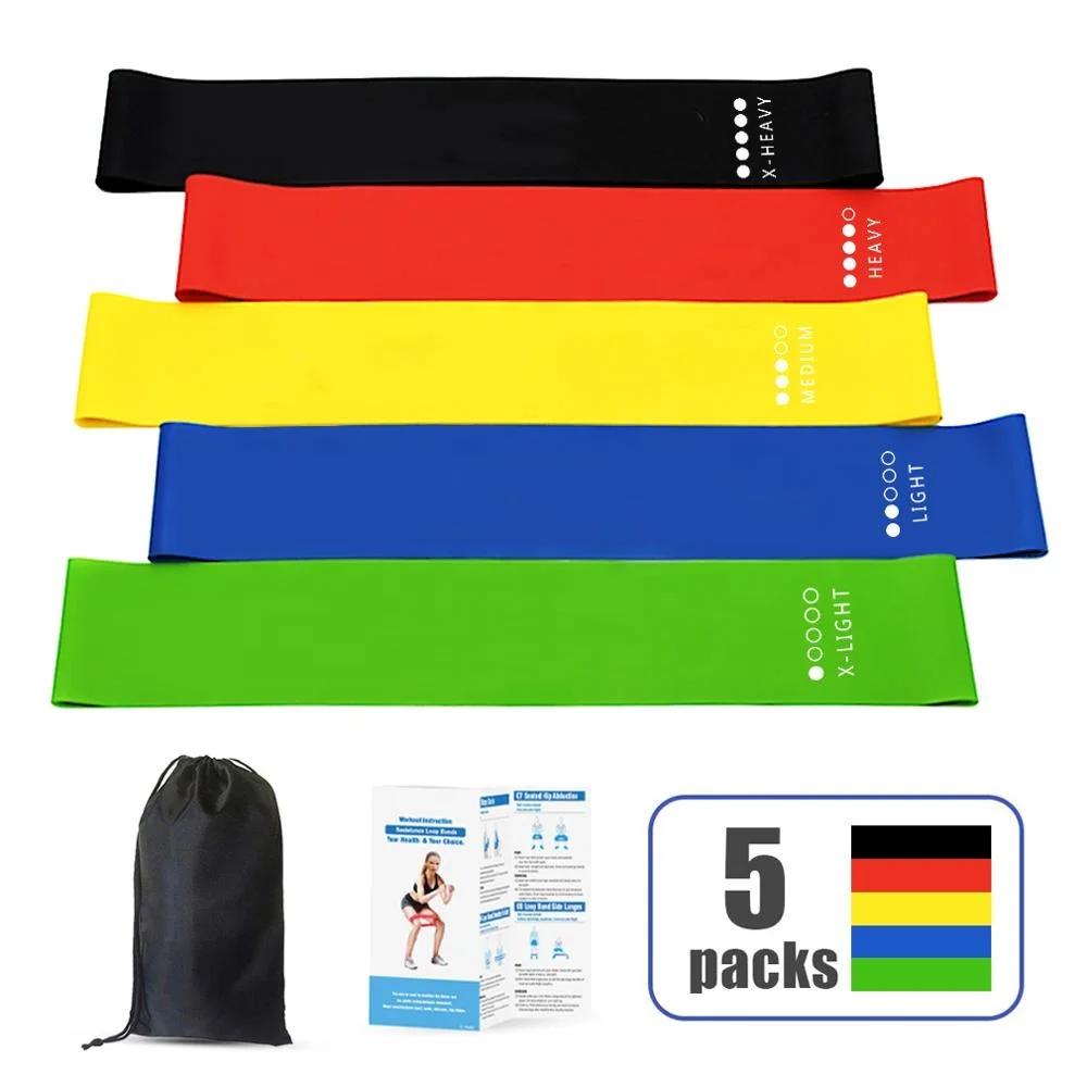 Latex Resistance Bands Set Custom Logo Mini Loop Fitness Bands Hip Booty Exercise Bands for Yoga Body Building Workout Home