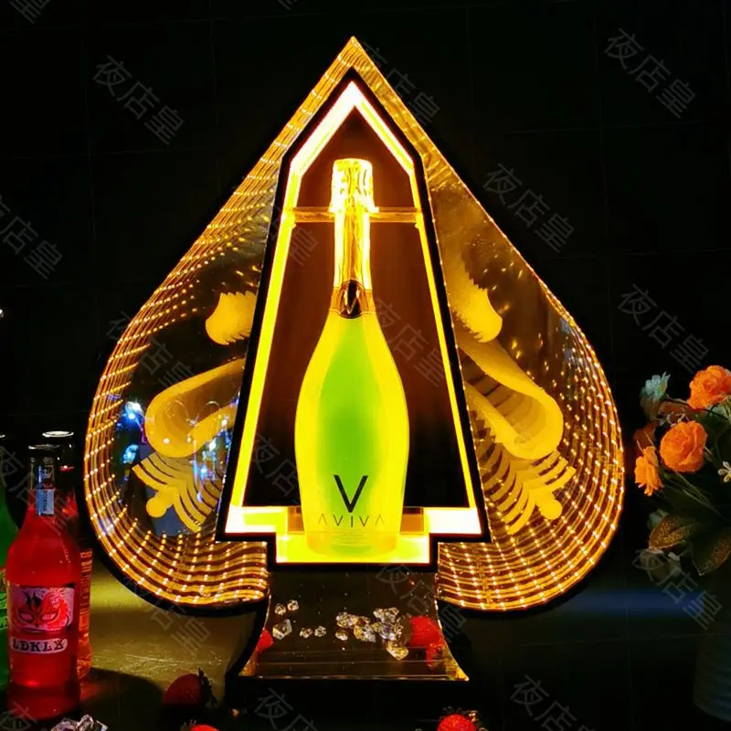 Wine Presenter 3 Bottles Rechargeable LED Ace of Spade Glorifier