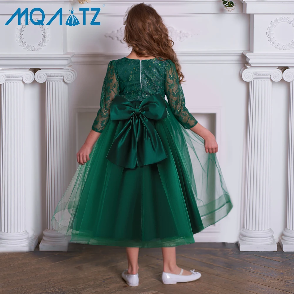 MQATZ New Arrival Elegant White Lace Party Dress for Kids Beautiful Long  Sleeve Evening Ball Gown for Summer Christmas Parties
