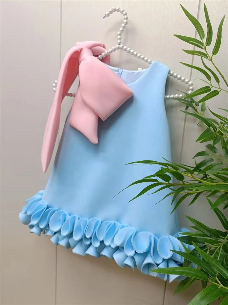 High Quality Baby Blue Girls Frock Designs Baby 112 Year Old Party Dress Pictures Kids Party