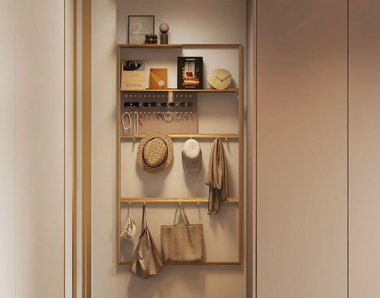 Premium Quality Modern Fashion Household Aluminium Alloy Wall Mounted Storage Shelf for Bedroom Wall details