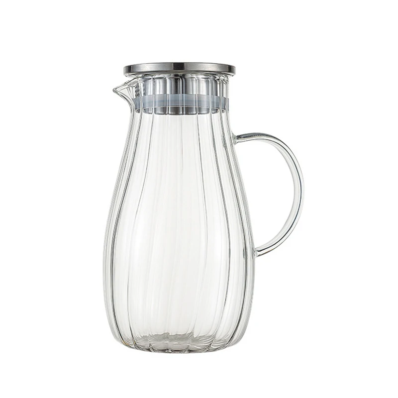 1000ml 2022 35oz Corrugated Glass Jug Set Summer Borosil Glass Jug With