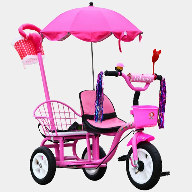 2024 NEW Factory WholesaleThree Wheels Trailer Kids Double Seat Baby Twins Tricycle for Children Ride Toys with Pedal