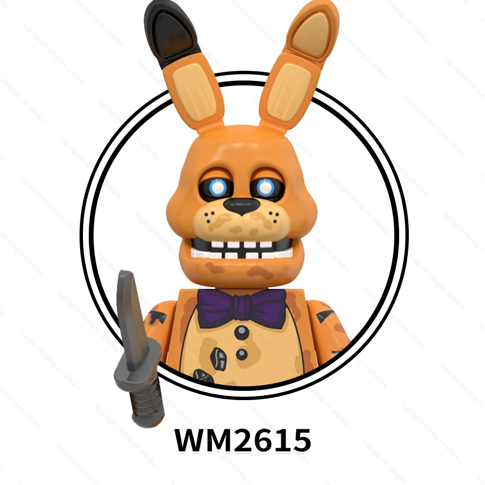 WM6170 FNAF Five Night at Freddy Chica Mike Abby Spring Bonnie Golden Freddy Foxy Mini Educational Building Blocks Toys for Kids