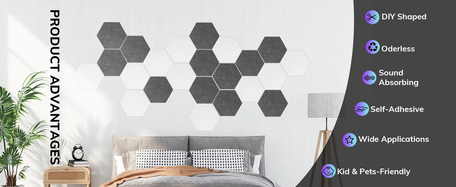 YuanYuan 18-Pack Pet Felt Acoustic Panel High Density Noise Insulation Panel For Wall details