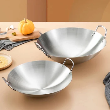 中華鍋40cmステンレス中華鍋調理鍋フライパン2ハンドル付き| Alibaba.com