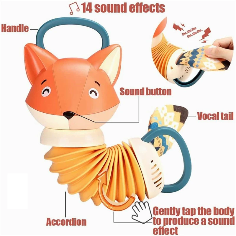 newest Design Cute Fox Cartoon Musical Instrument Toy animal accordion Toys For Infants Baby Early Education music play set