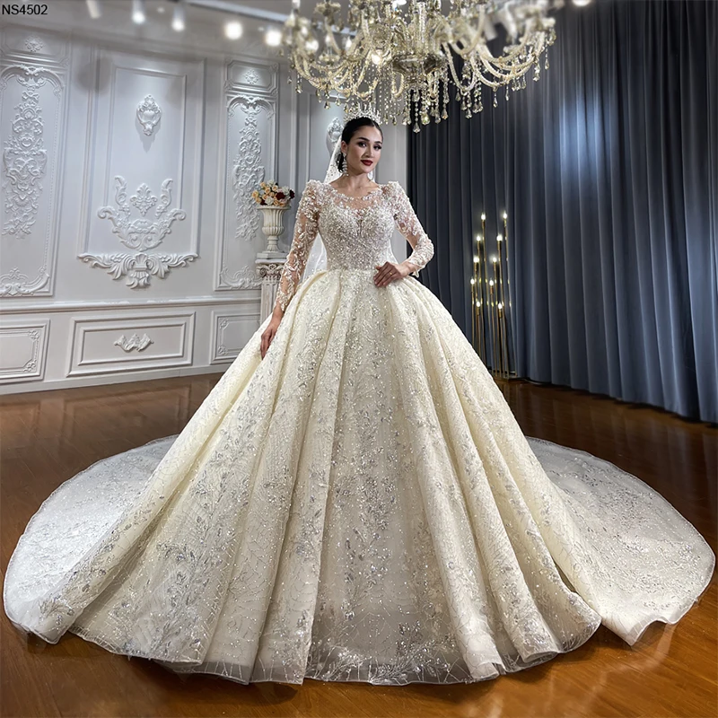 Jancember NS4502 Crystal 2023 White Lace Party Wedding Ball Gown