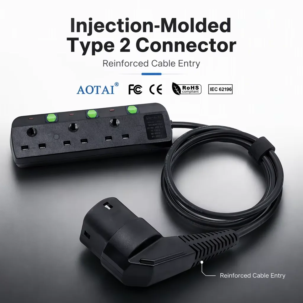 AOTAI Type 2 V2L Cable with UK 3-Way Socket EV Vehicle-to-Load Discharge Cable for BYD Omoda Jaecoo GWM TANK