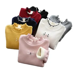 2023 New Autumn Winter Fashion Girls Clothes Cartoon Kids T Shirt Tops Warm Velvet Thick Outwear Sweater for Children