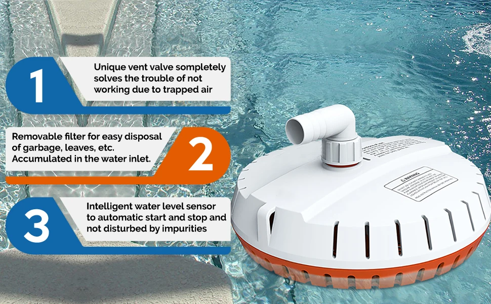 High Quality Sump Pump For Pool Draining 115v Automatic 51w 1000 Gph