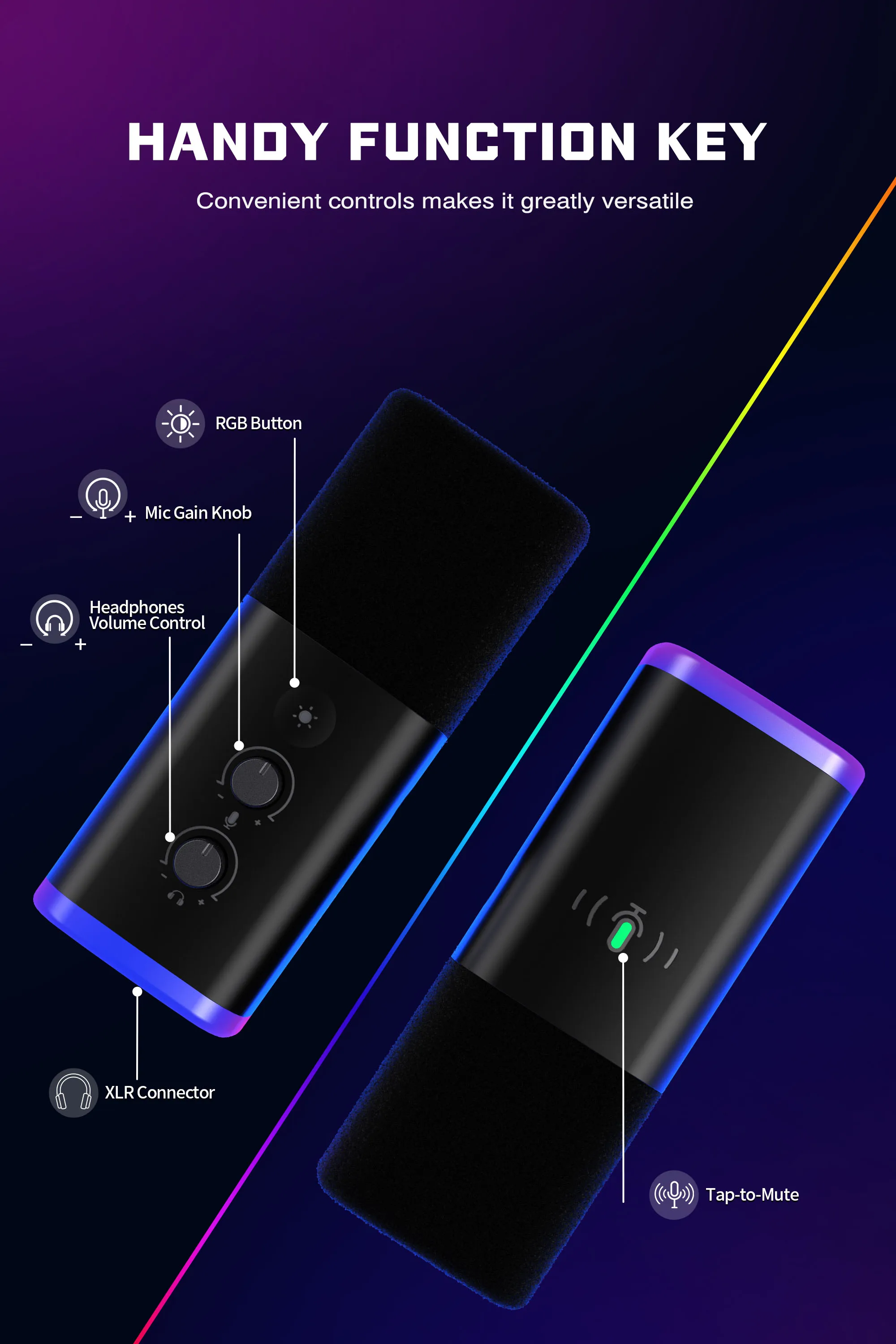 Fifine AM8 Desktop Dynamic Microphone Live Streaming Mic USB Professional Audio Microphone RGB USB Gaming Microphone XLR