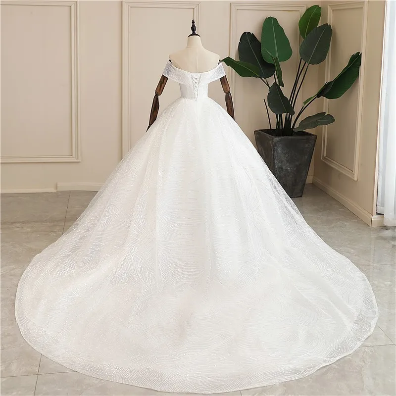 Hot Off Shoulder Luxury V Neck Shine Bridal Ball Gown High Quality Lace ...