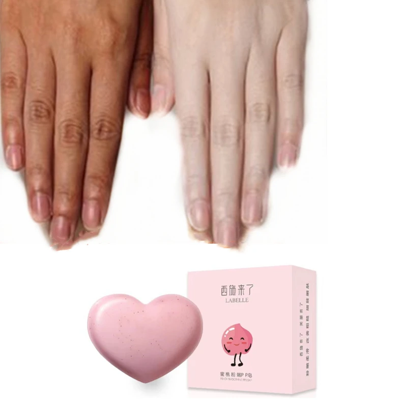 Оптовая продажа натуральный уход за кожей Отбеливающее отшелушивающее увлажняющее осветляющее Персиковое мыло для лица и тела в форме сердца