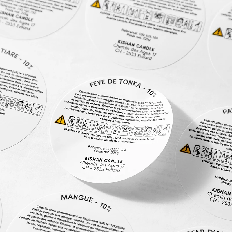 Offset Printing Candle Warning Sticker Safety Warning Labels Waterproof Vinyl Candle Warning Labels for Bottle Jars