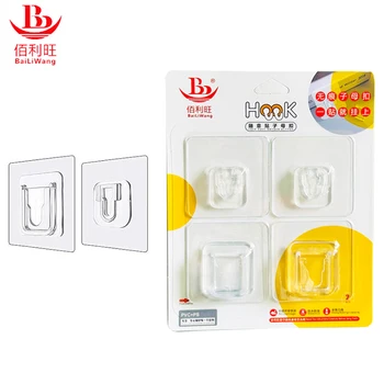 Creative Double-Sided Transparent Crystal Wall Adhesive Hooks Drill-Free Plastic Coat Hangers for Art Home Decoration
