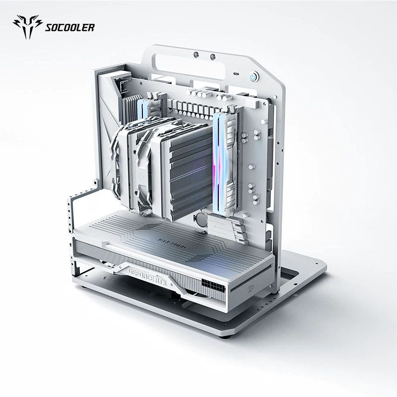 Socooler Custom Open Frame Aviation Aluminum PC Case Side Panel Window M-ATX Motherboard aperçu 2