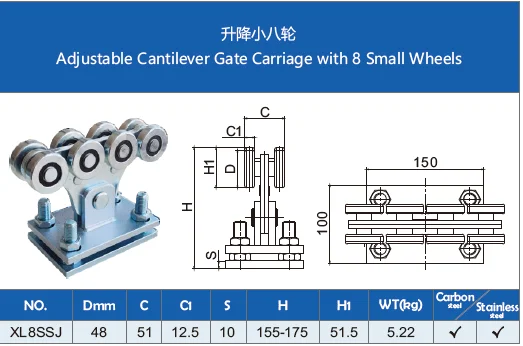 Medium Durable Steel Galvanized Cantilever Sliding Gate Wheels for Door