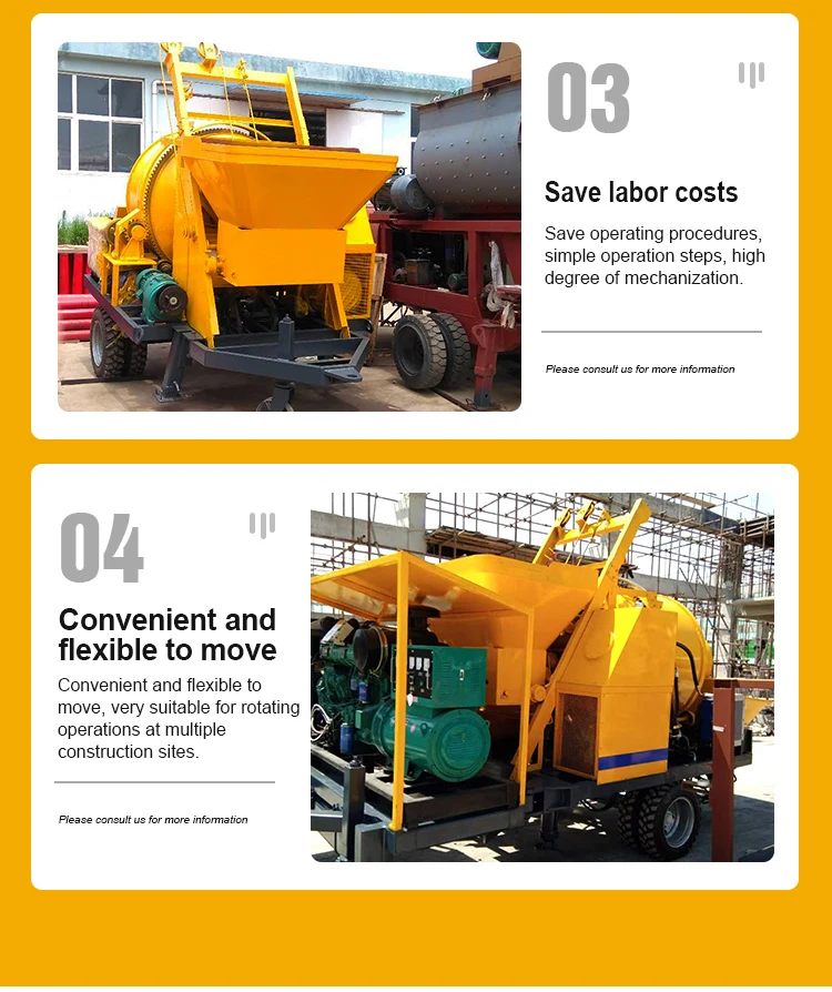 Horizontal Self Loading diesel Engine Mortar Cement Concrete Mixer with ...