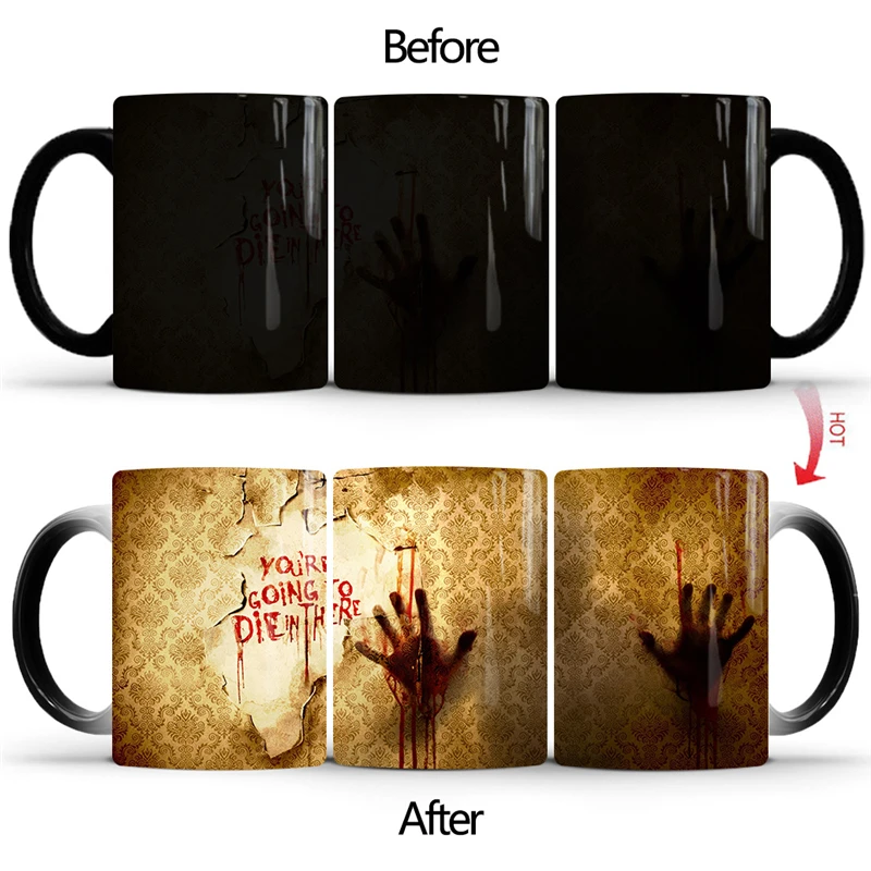 Zombie Color Changing Mug Cup The Walking Dead Creative Thermochromic Ceramic Tea Milk Water Coffee Mug Office Drinkware Gifts