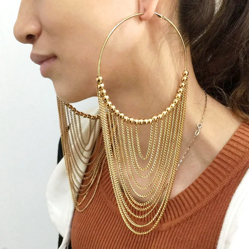 long tassel chain earrings