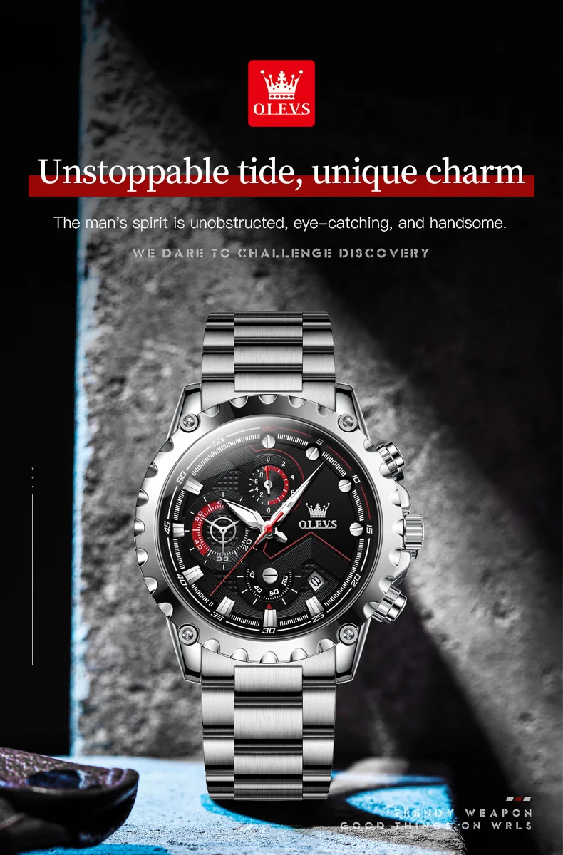 OLEVS 2873 Men Top Brand Luxury Time Quartz Watch Quality Genuine Leather  Men Wristwatch