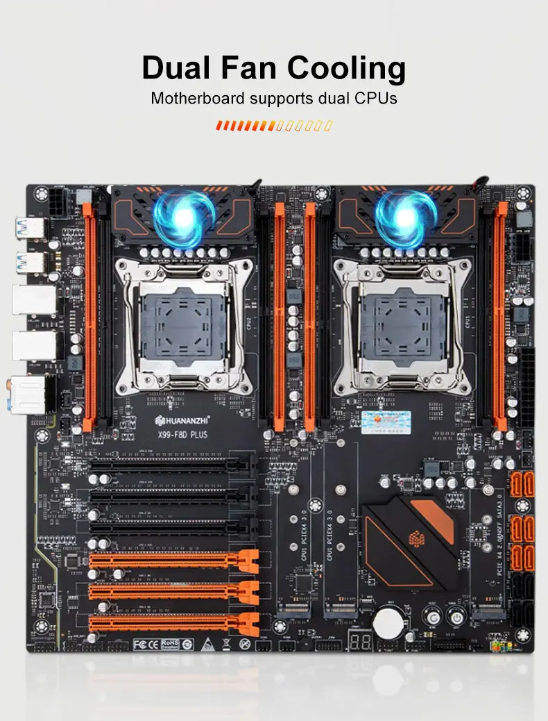 HUANANZHI X99 F8D Plus Motherboard LGA 2011-3 for Dual CPU E5 2640