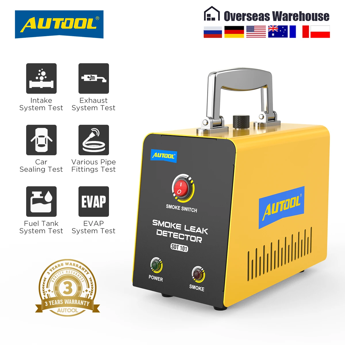 Official AUTOOL SDT101 Dc 12V Portable Evap Smoke Machine Car Leak Detector Tester Diagnostic Tools