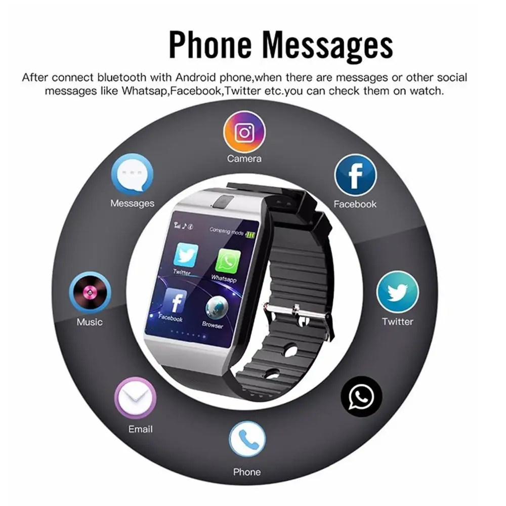 Hot Sale Touch Screen Smart Watch Dz09 With Blue Tooth Camera Wrist
