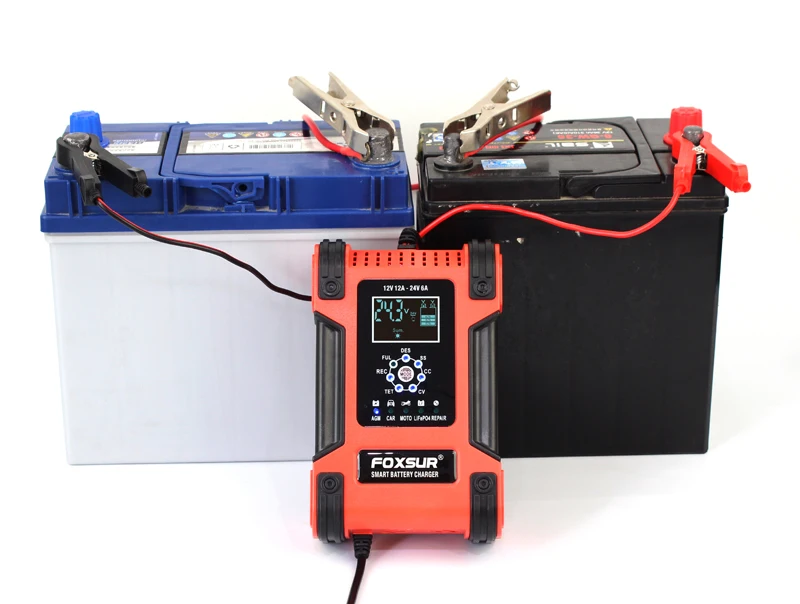 12V 24V 12Aパルス修理充電器,LiFePO4オートバイ & カーバッテリー充電