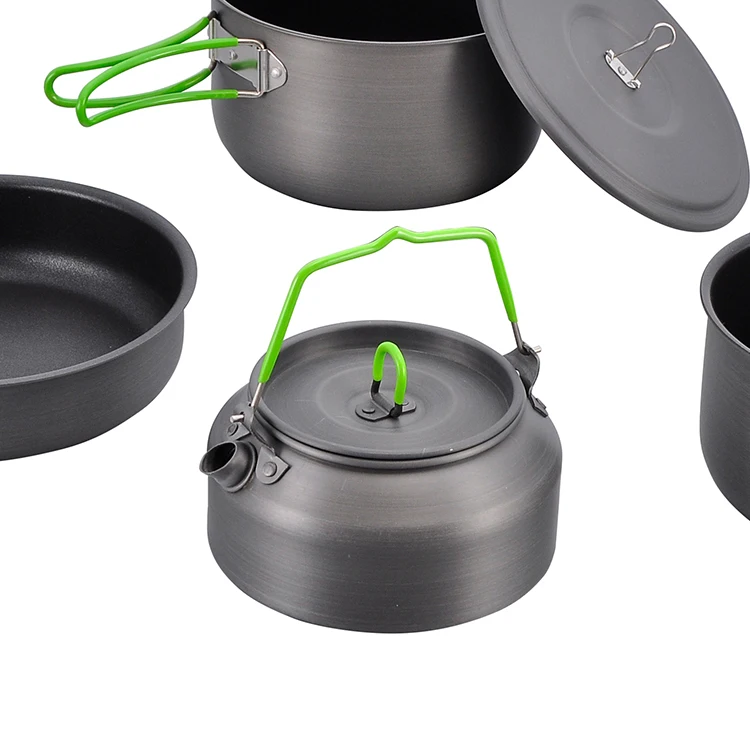 China Manufacturer Portable Camping Cookware Portable 5 Piece Cooking Pot Set factory