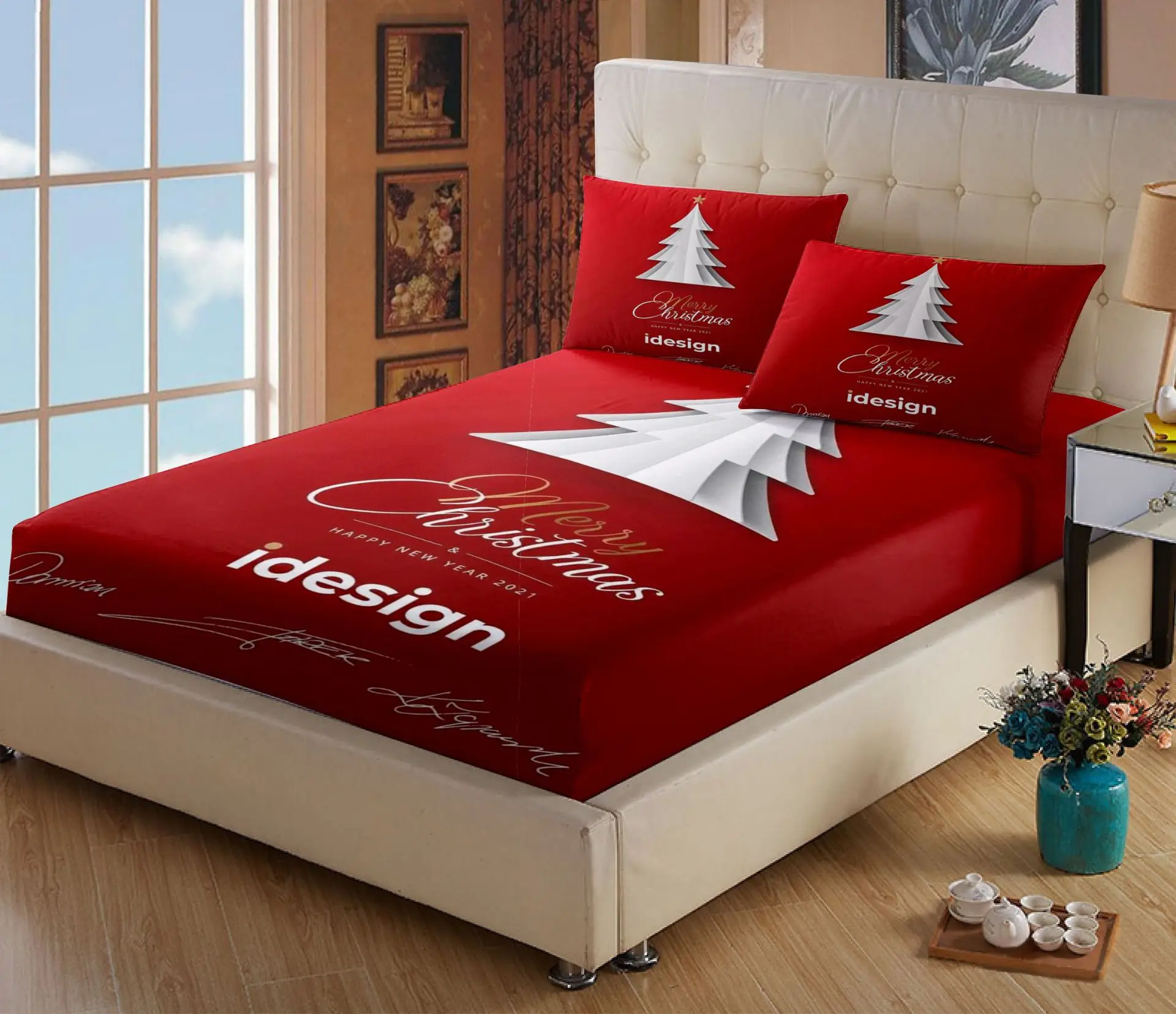 Christmas Bedding Set 3D Digital Printed Fabric Polyester Kids Bed Sets