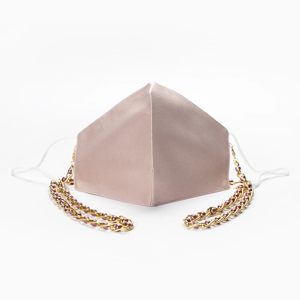 
 Осенне-зимняя элегантная розовая многоразовая моющаяся шелковая шерстяная маска для лица  