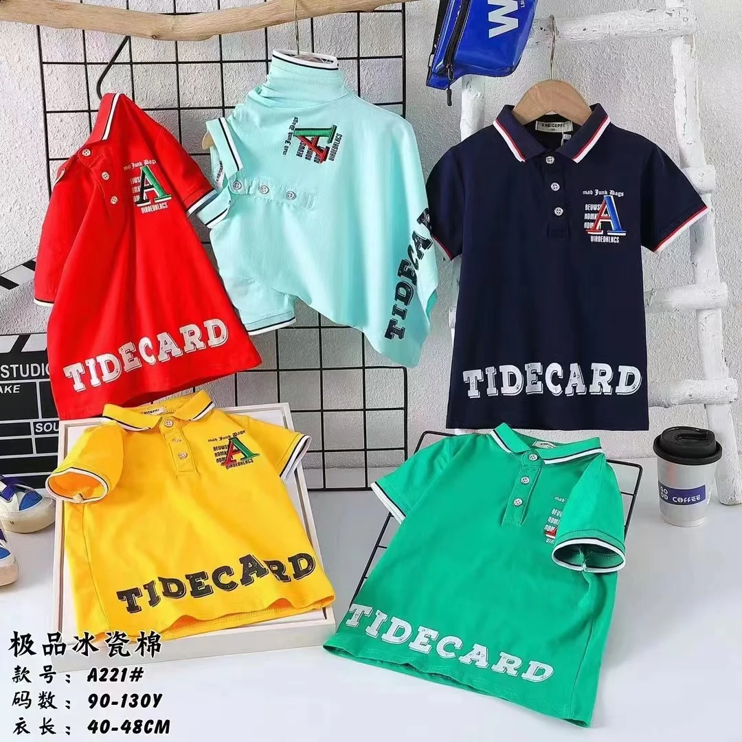 Summer Fashion Ice Porcelain Cotton Tshirt 2023 Boys Lapel Tshirt