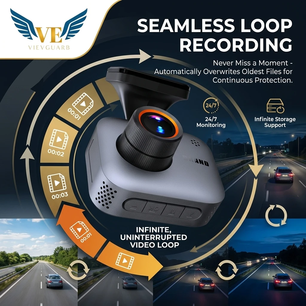 VIEVGUARB V8 Dash Cam Night Vision G-Sensor Loop Recording Parking Monitor App Control WDR 4K STARVIS HDR IPS Screen