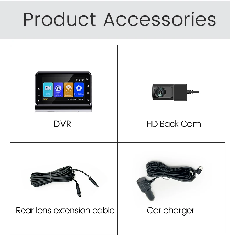 4K WiFi Dash Cam Front and Rear Dual Lens Real Time Viewing on Mobile ...
