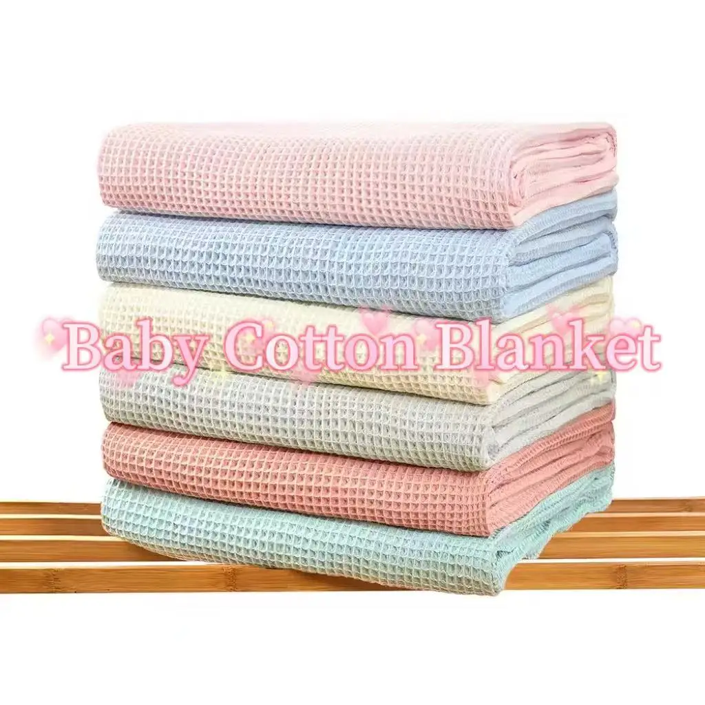 High-quality soft Cotton Waffle Knitted blanket for baby Breathable and washable blanket baby sleeping blanket details