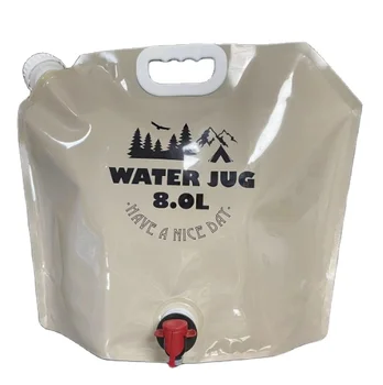 Wholesale Portable 5L 10L water bag with dispenser valve Stand up Spout Pouch Camping Outdoor Water Bag in box