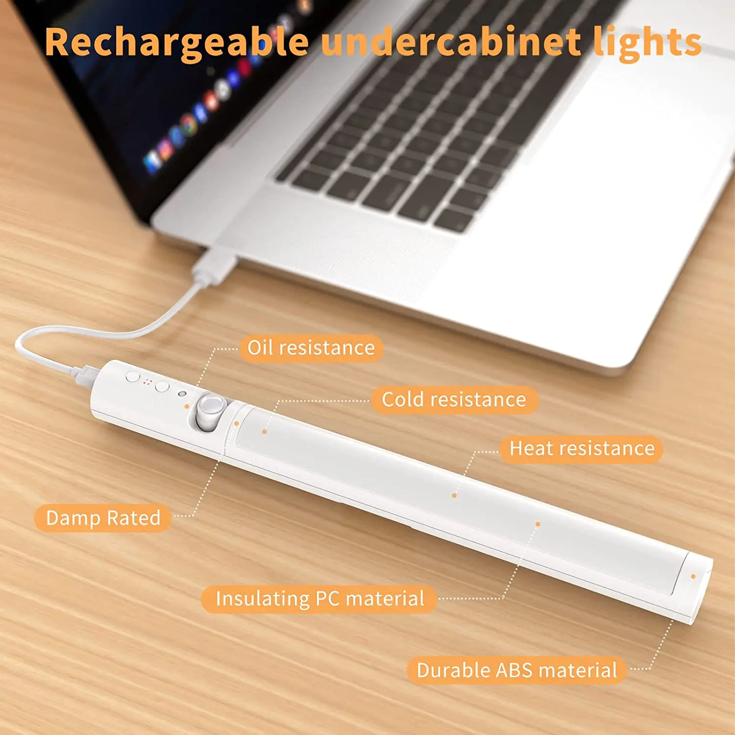 product upgrade  rechargeable wireless under cabinet lighting stick on lights bar motion sensor led  closet light-42